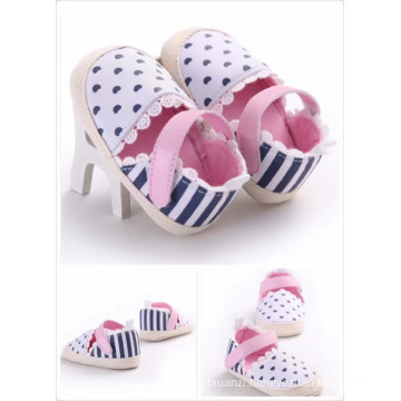 Cheap Cute design fancy baby girls outdoor Dot shoes stripe flat sandals shoes for 3-12 month